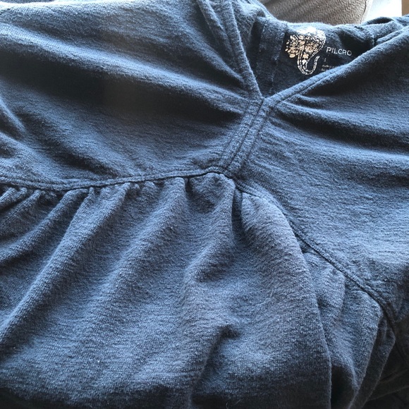 Anthropologie Pilcro Knit Long Sleeve Babydoll Top Black Oversized Puff Sleeve - Picture 13 of 14